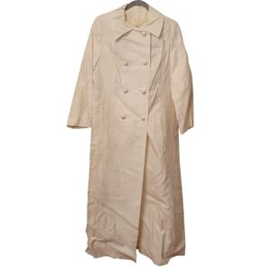 Vintage White Trench Dress Coat Full Length Double Breasted Union Made Formal